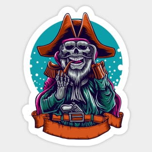 Skull Pirates Illustration Sticker